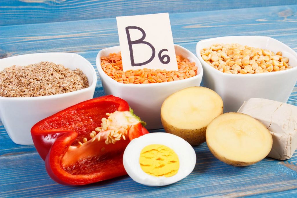 Products and ingredients containing vitamin B6 and dietary fiber, healthy nutrition